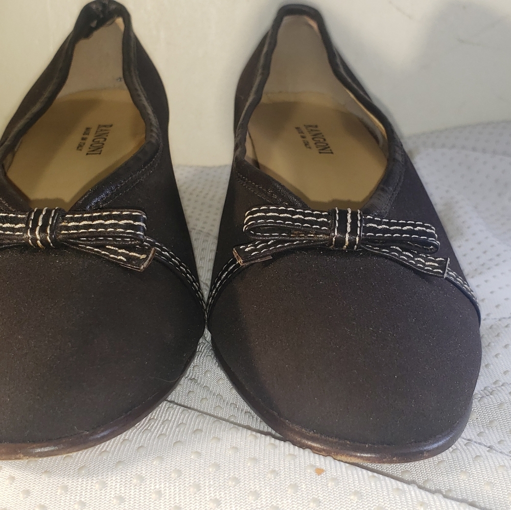 Rangoni Pump Women Sz 6 Brown Leather Made in Italy Bow Detail Amazing Condition